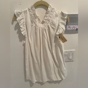 Elan - Valerie White Ruffled Sleeveless Top